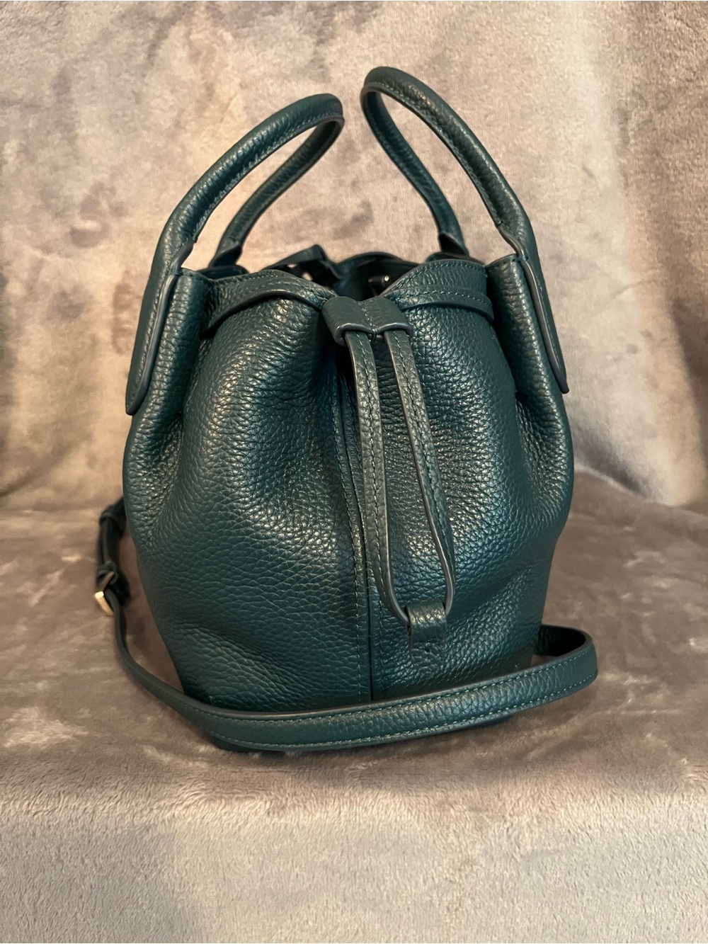 kate spade dumpling Teal Pebbled Leather Satchel with removable strap - Picture 2 of 3